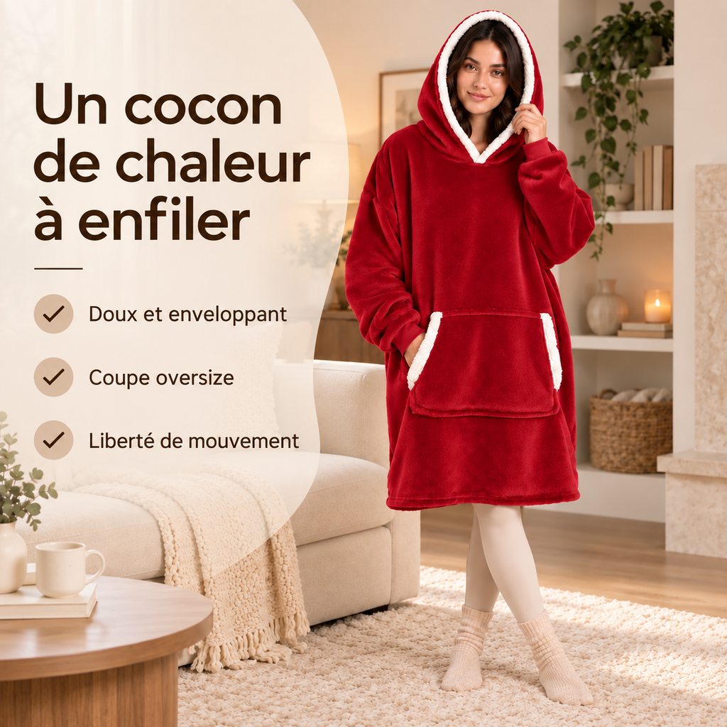 Sweat Plaid Rouge à Capuche – Noël