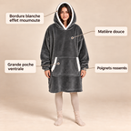 Sweat Plaid Gris Foncé à Capuche – Pull Plaid Cocooning