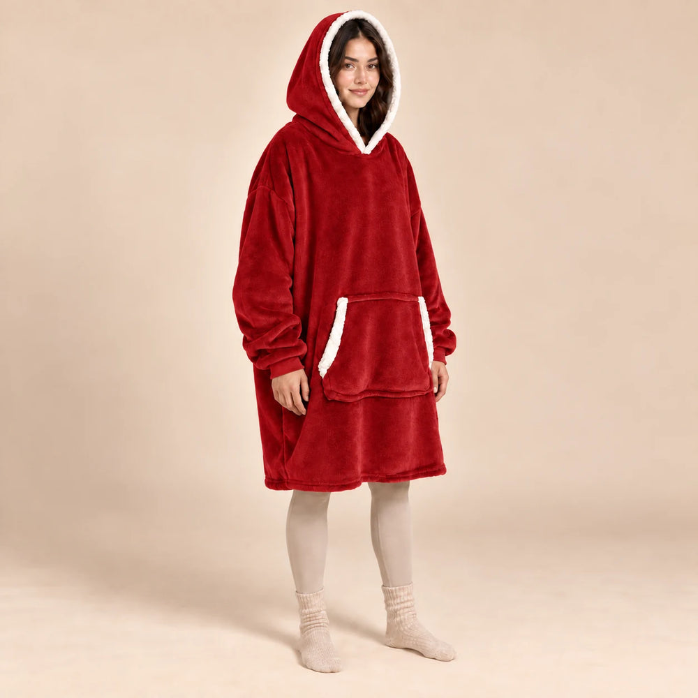 Sweat Plaid Rouge à Capuche – Noël