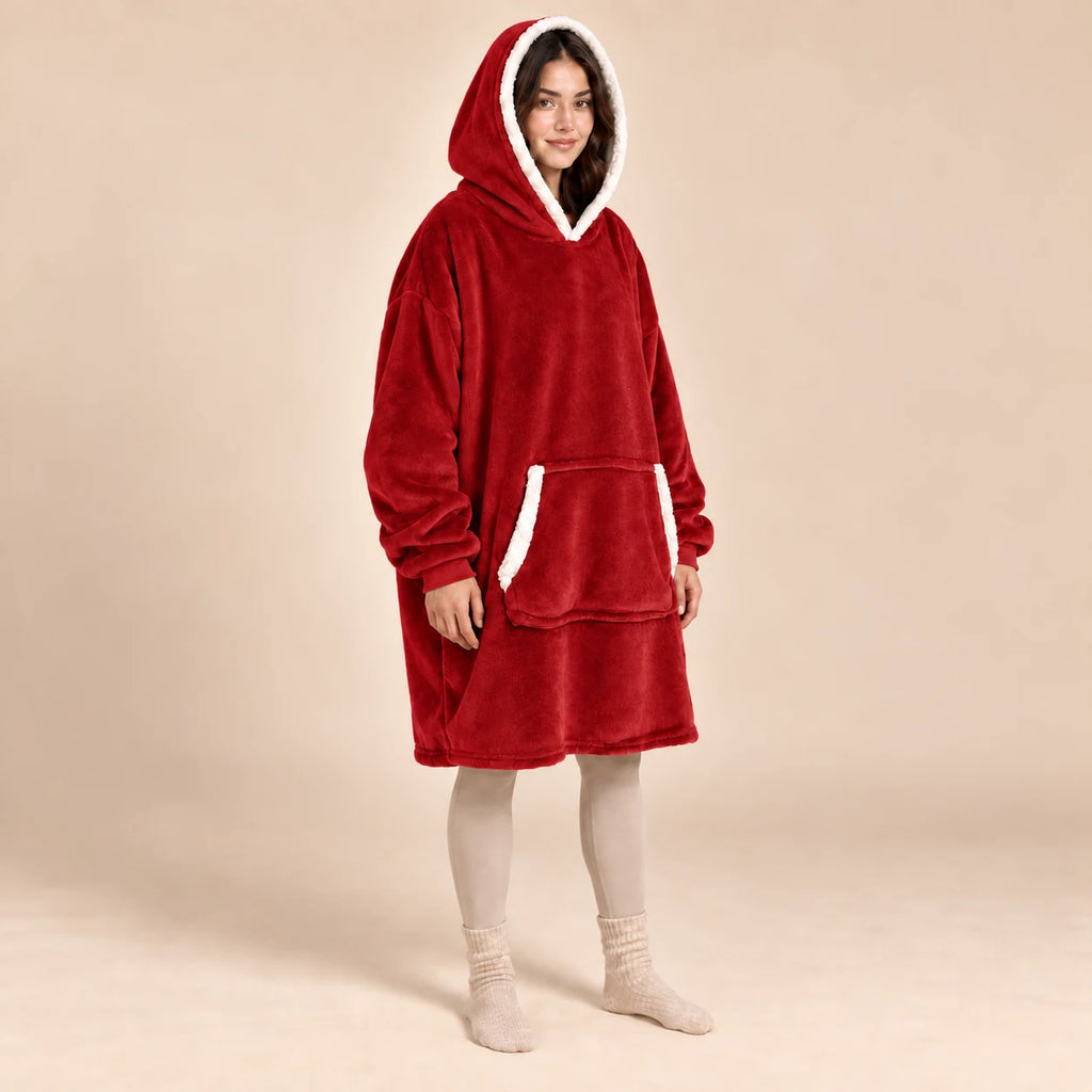Sweat Plaid Rouge à Capuche – Noël