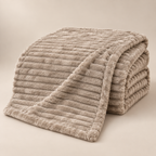 Grand Plaid Beige Kaki 180 × 200 cm pour Canapé et Lit