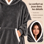 Sweat Plaid Gris Foncé à Capuche – Pull Plaid Cocooning