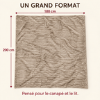 Grand Plaid Beige Kaki 180 × 200 cm pour Canapé et Lit