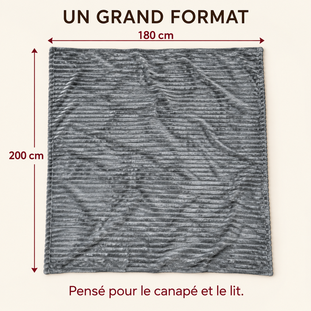 Grand Plaid pour Canapé Gris Foncé – 180 × 200 cm