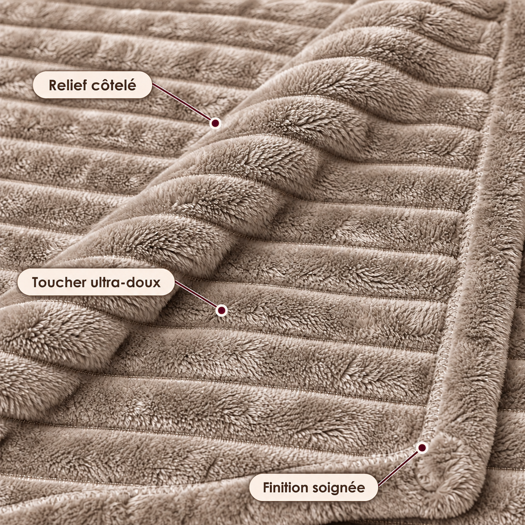 Grand Plaid Beige Kaki 180 × 200 cm pour Canapé et Lit