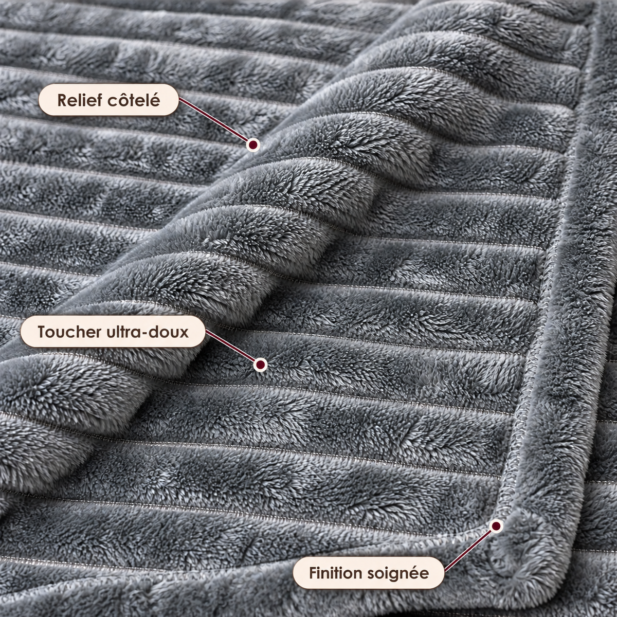 Grand Plaid pour Canapé Gris Foncé – 180 × 200 cm