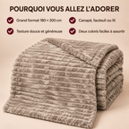Grand Plaid Beige Kaki 180 × 200 cm pour Canapé et Lit