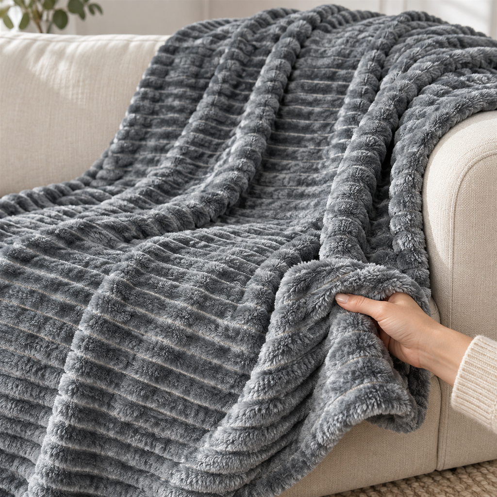 Grand Plaid pour Canapé Gris Foncé – 180 × 200 cm