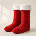 Paire de chaussettes pilou pilou rouges montantes avec revers blanc
