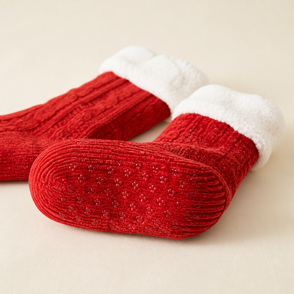 Semelle antidérapante à picots des chaussettes pilou pilou rouges