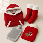 Pack cadeau cocooning de Noël avec sweat plaid, chaussettes et bouillotte