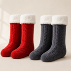 Lot de deux paires de chaussettes pilou pilou rouges et gris foncé