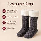Les points forts des chaussettes pilou-pilou grises, semelle à picots antidérapants